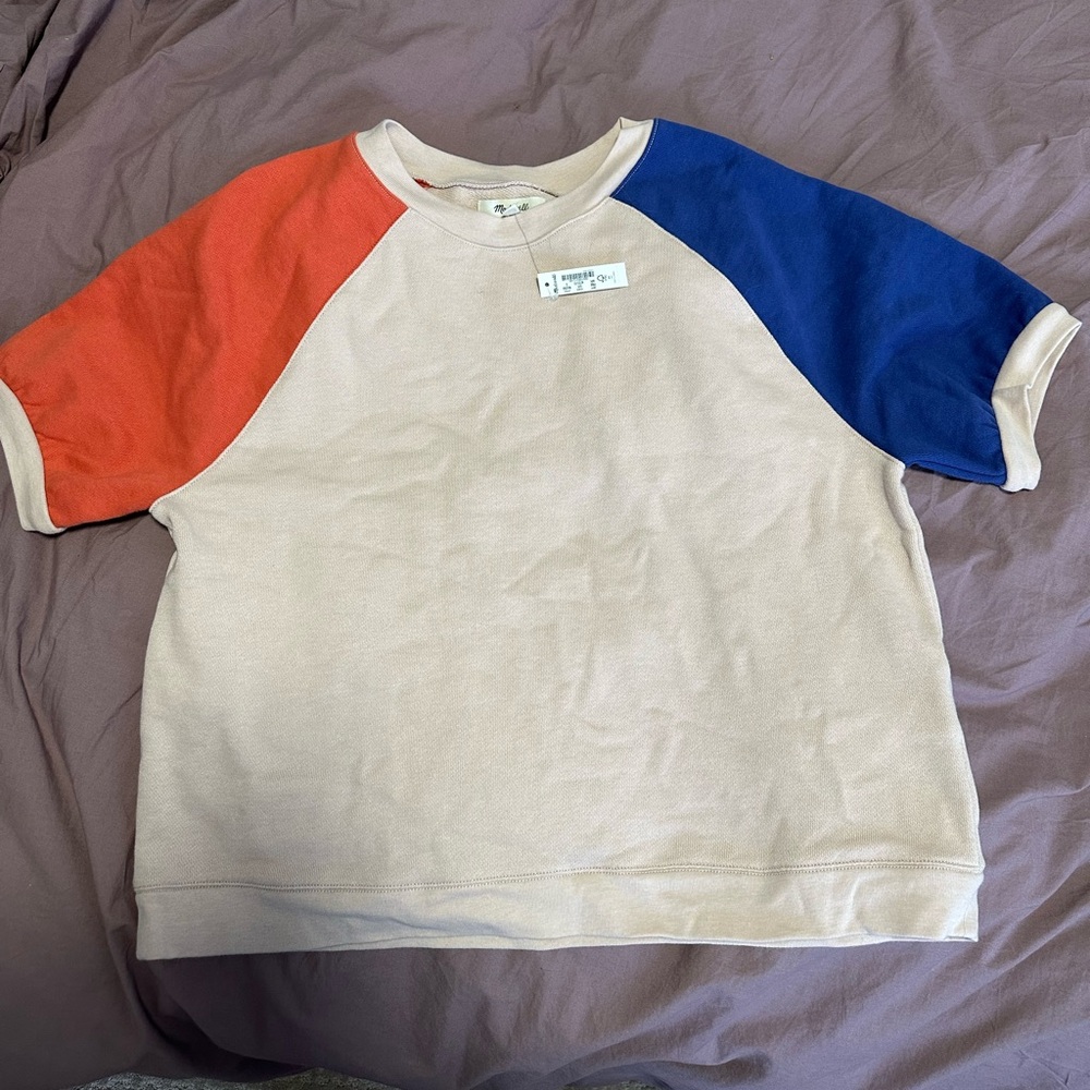 Madewell Short-Sleeve Sweatshirt in Colorblock NWT